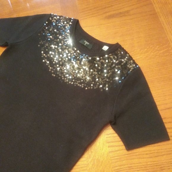 NWT Tahari Black Sequin Sweater - Picture 2 of 6